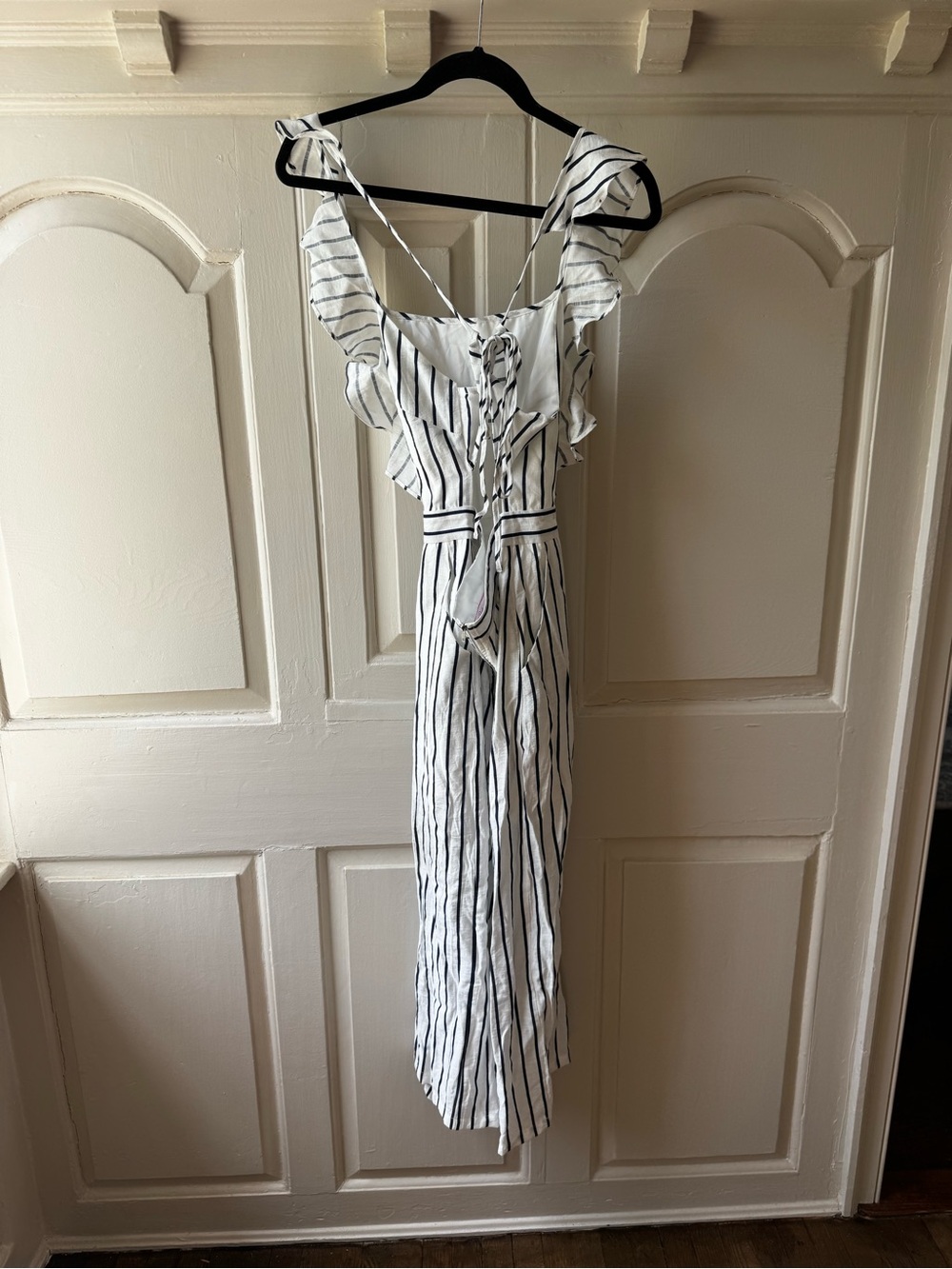 Striped White & Navy Wide-Leg Jumpsuit - Picture 5 of 5
